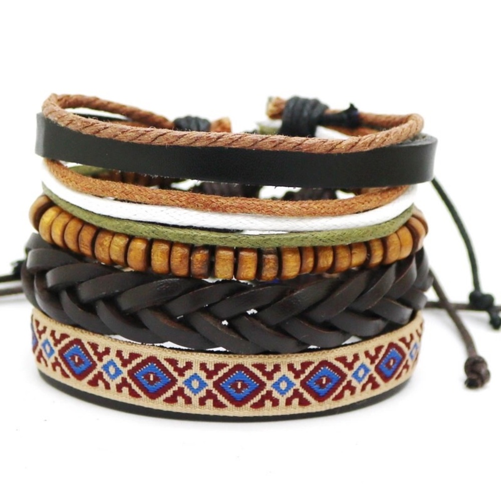 New Fashion Rope Wood Bead Leather Bracelets